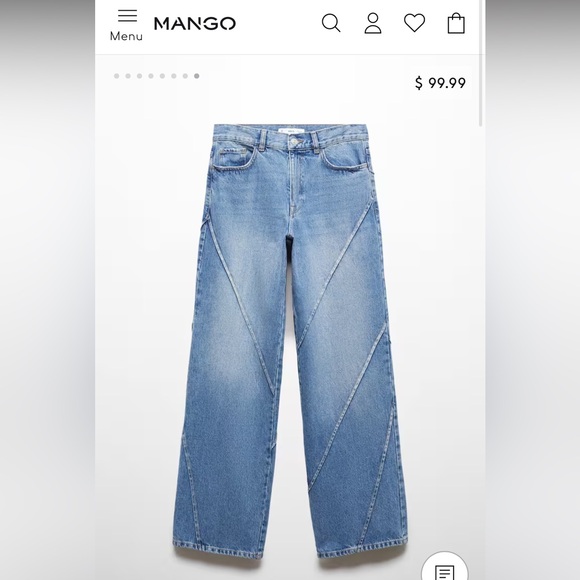 BNWT MANGO Wideleg jeans with decorative stitching - Picture 2 of 6